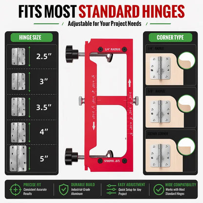 🔧 Adjustable Aluminum Door Hinge Jig Kit – Precision Mortising Template for 2.5'–5' Hinges