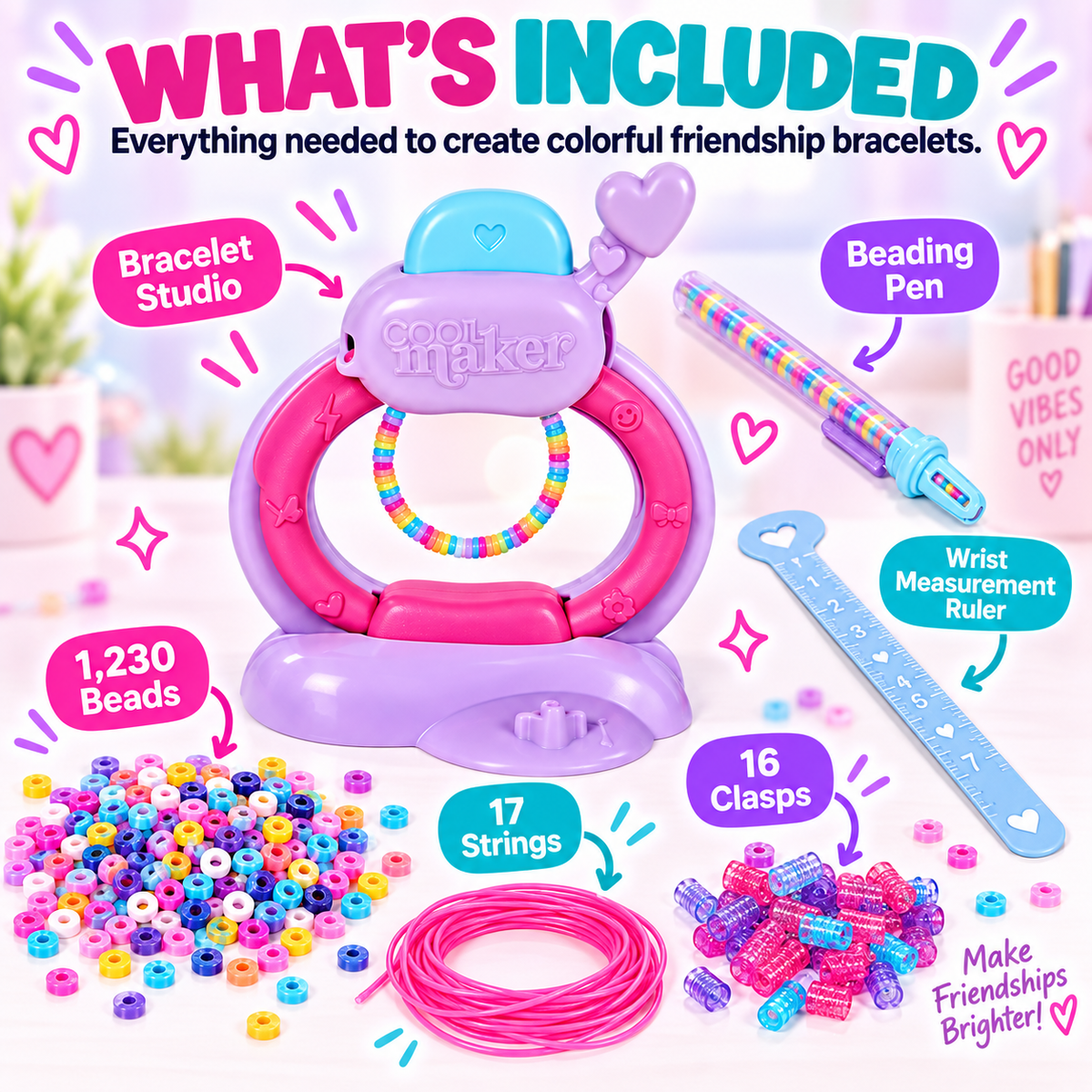 Cool Maker Stack’d Heishi Bracelet Studio – 1230-Bead Friendship Bracelet Maker Kit