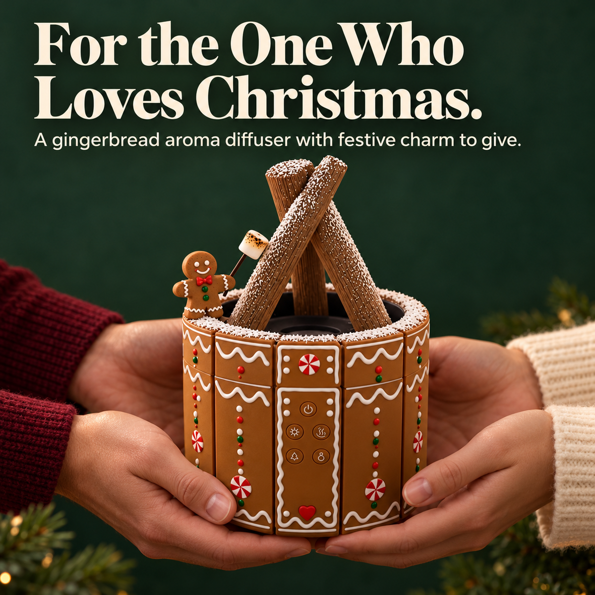 🎄 Gingerbread Campfire Aroma Diffuser – Cozy Flame Effect & Christmas Charm