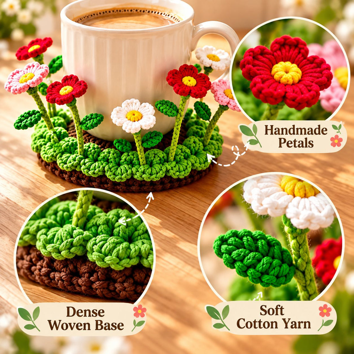 🌸49% OFF🌸Handmade Crochet Floral Coaster | Everlasting Table Art 🌸