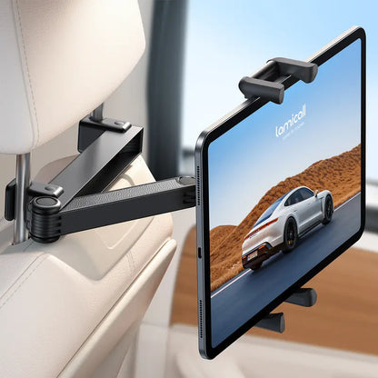Car Headrest Tablet & Phone Holder – 360° Rotating Adjustable Mount for Kids & Road Trips