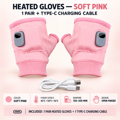 🔥Last Day 50% OFF-USB Heated Fingerless Gloves with Digital Temperature Display – Winter Hand Warmers