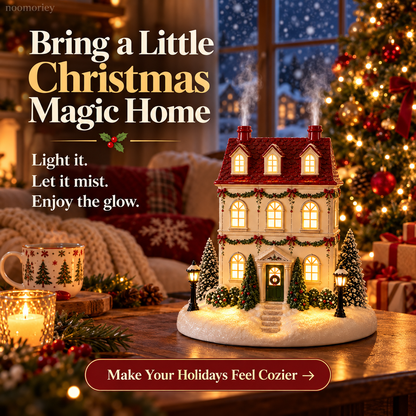 🔥Last Day 50% OFF🎄 Christmas House Aroma Diffuser – Warm Light & Gentle Mist Holiday Decor