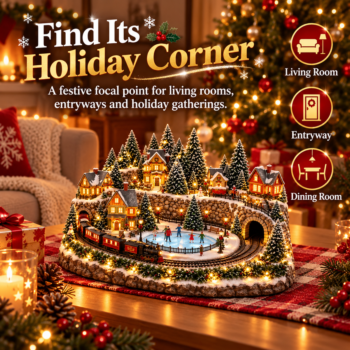 🚞 ✨49% OFF Today! ✨Magical Christmas Train & Skating Rink – Bring Holiday Magic Home!✨