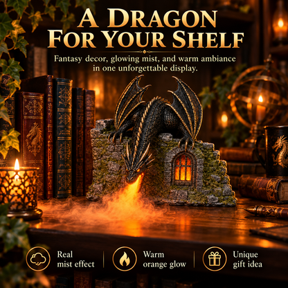 Dragon Castle Mist Humidifier – Glowing Flame Effect, Illuminated Castle Window & 6-Hour Mist Display