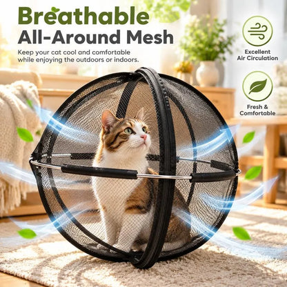 🐾✨ Portable Outdoor Cat Enclosure Mesh Ball Cat Cage– The Ultimate Safe Play & Travel Tent! 🌳🚗