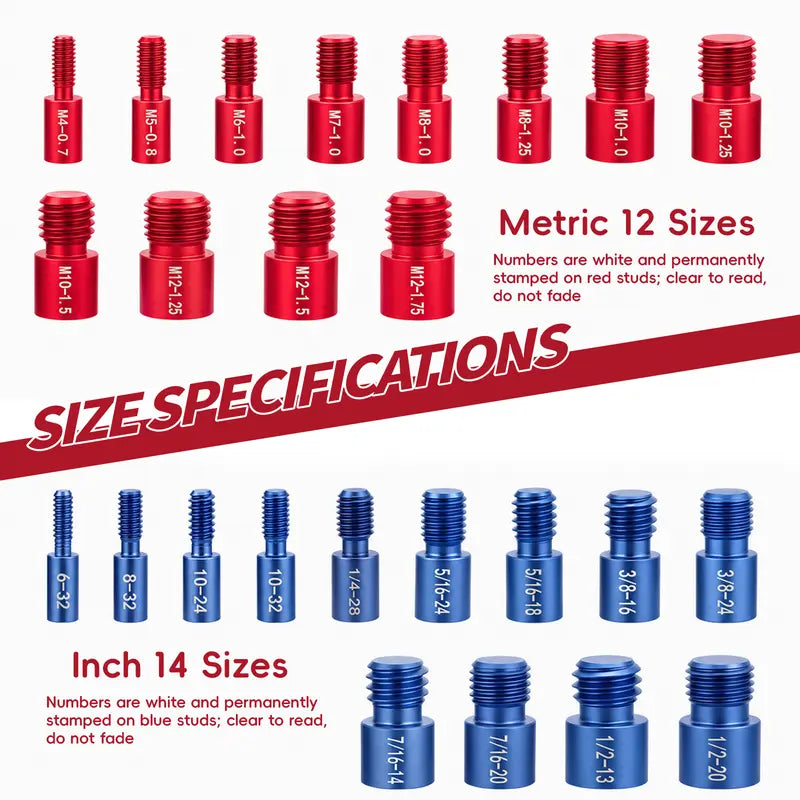 26/44-Piece Nut & Bolt Thread Checker Set – Metric & SAE Thread Gauge with Portable Carrying Case