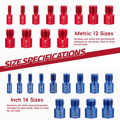26/44-Piece Nut & Bolt Thread Checker Set – Metric & SAE Thread Gauge with Portable Carrying Case