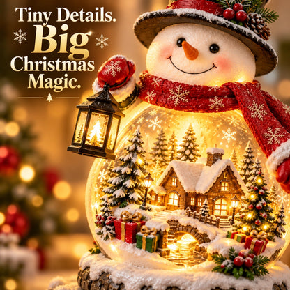 Christmas Village Snowman Glow – Lighted Holiday Tabletop Decor with Mini Winter Village Scene
