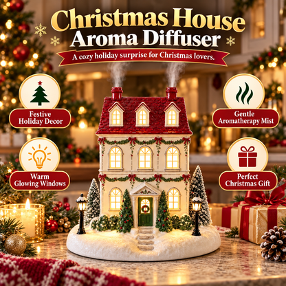 🔥Last Day 50% OFF🎄 Christmas House Aroma Diffuser – Warm Light & Gentle Mist Holiday Decor