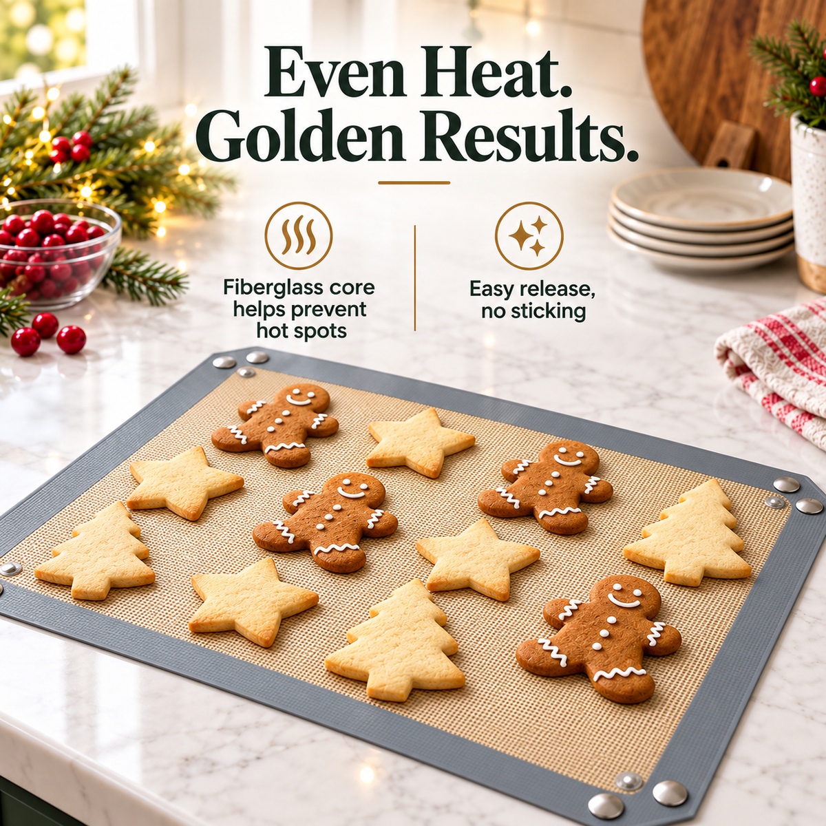 Snap-Lock Silicone Baking Mat – 2-in-1 Nonstick Oven Liner & Raised-Edge Roasting Mat