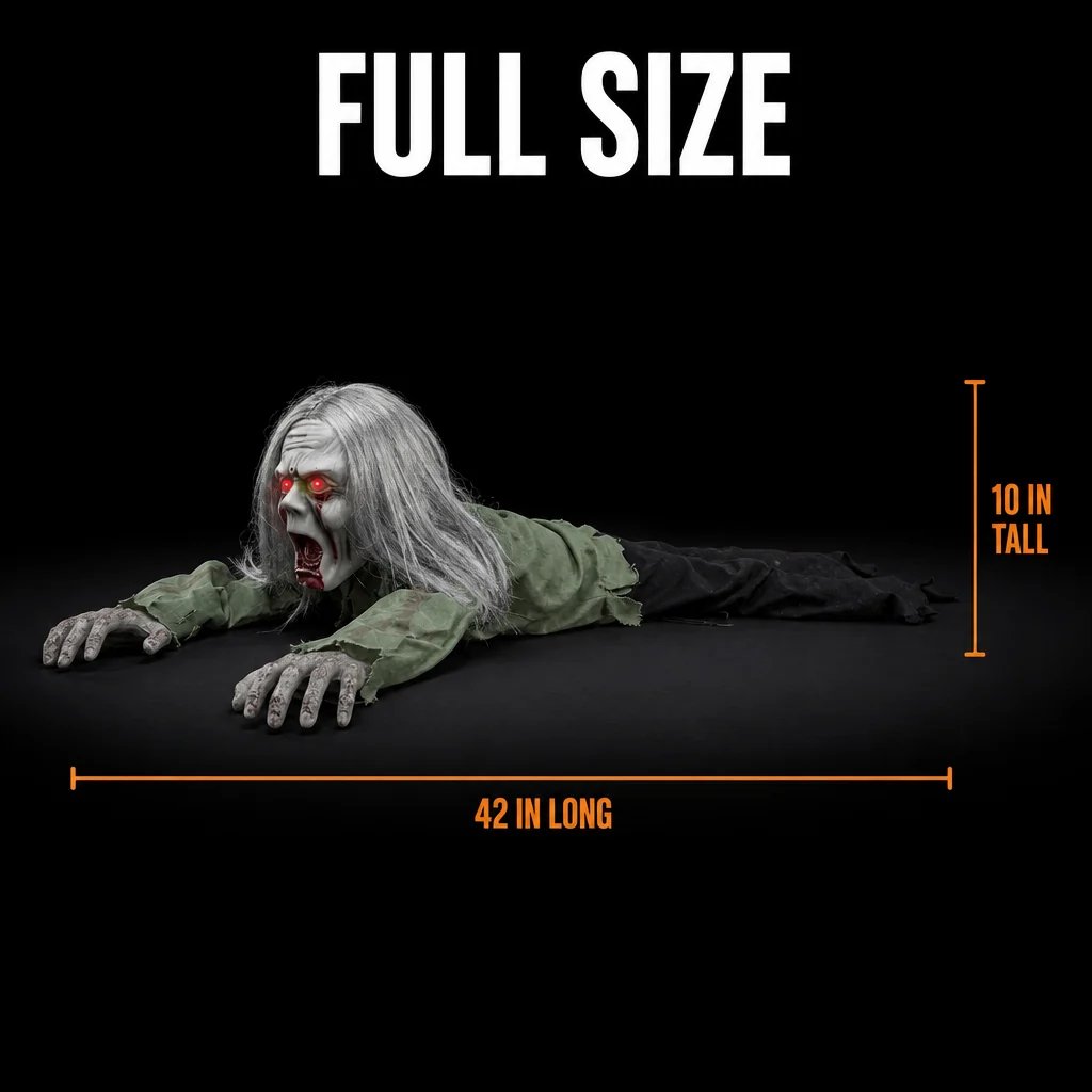 Halloween Scary Yard Decorations, Electric Crawling Ghost Long Hair Horror Voice Skeleton, Creeping Prop for Theme Park, Bar Haunted House Props Horror Layout Party Decor