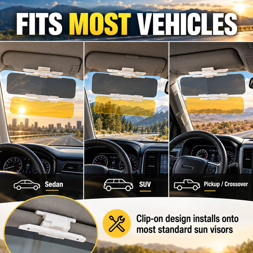 Car visor accessory in sedan SUV and pickup vehicles