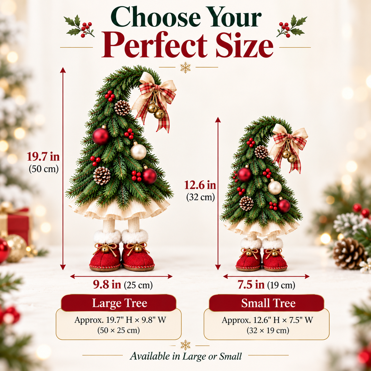 Whimsical Christmas Elf Tree Decor with Red Boots – Farmhouse Holiday Tabletop Accent