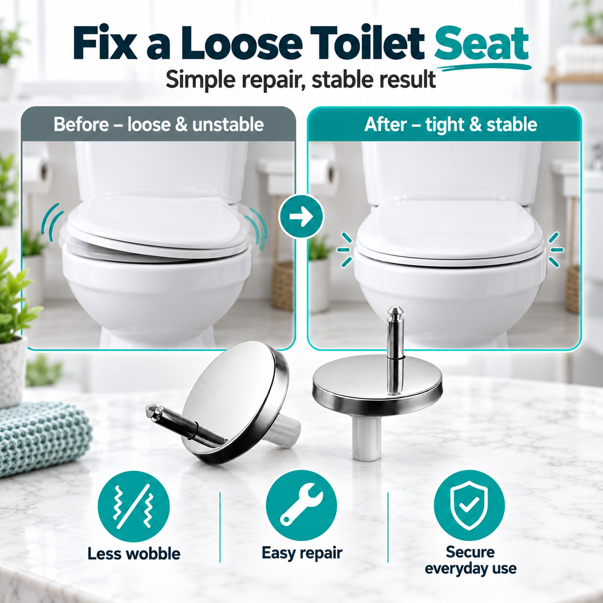Hot sales🔥2-Pack Universal Toilet Seat Top-Mount Bolts