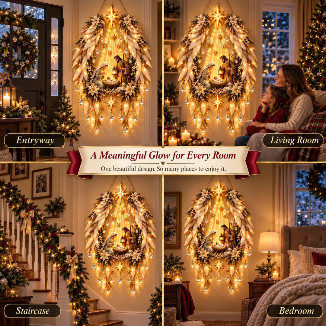 ✨Hot sales✝️ 3D Heavenly Angel Wings Nativity Light✨ – Lighted Christmas Wall Decor ✈️