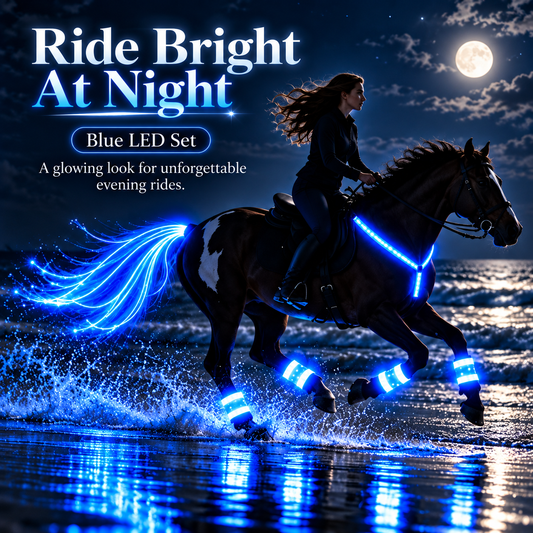 LED Horse Riding Light Set – Illuminated Chest Strap, Leg Bands & Flowing Tail Lights