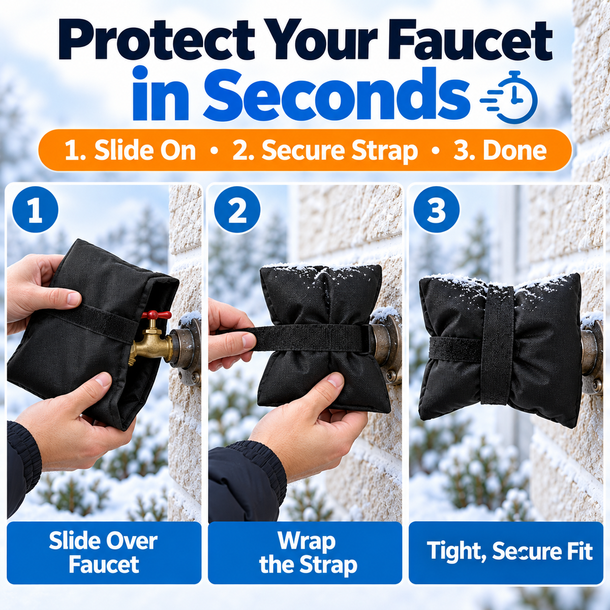 4-Pack Insulated Outdoor Faucet Covers – Reusable Winter Freeze Protection for Garden Faucets