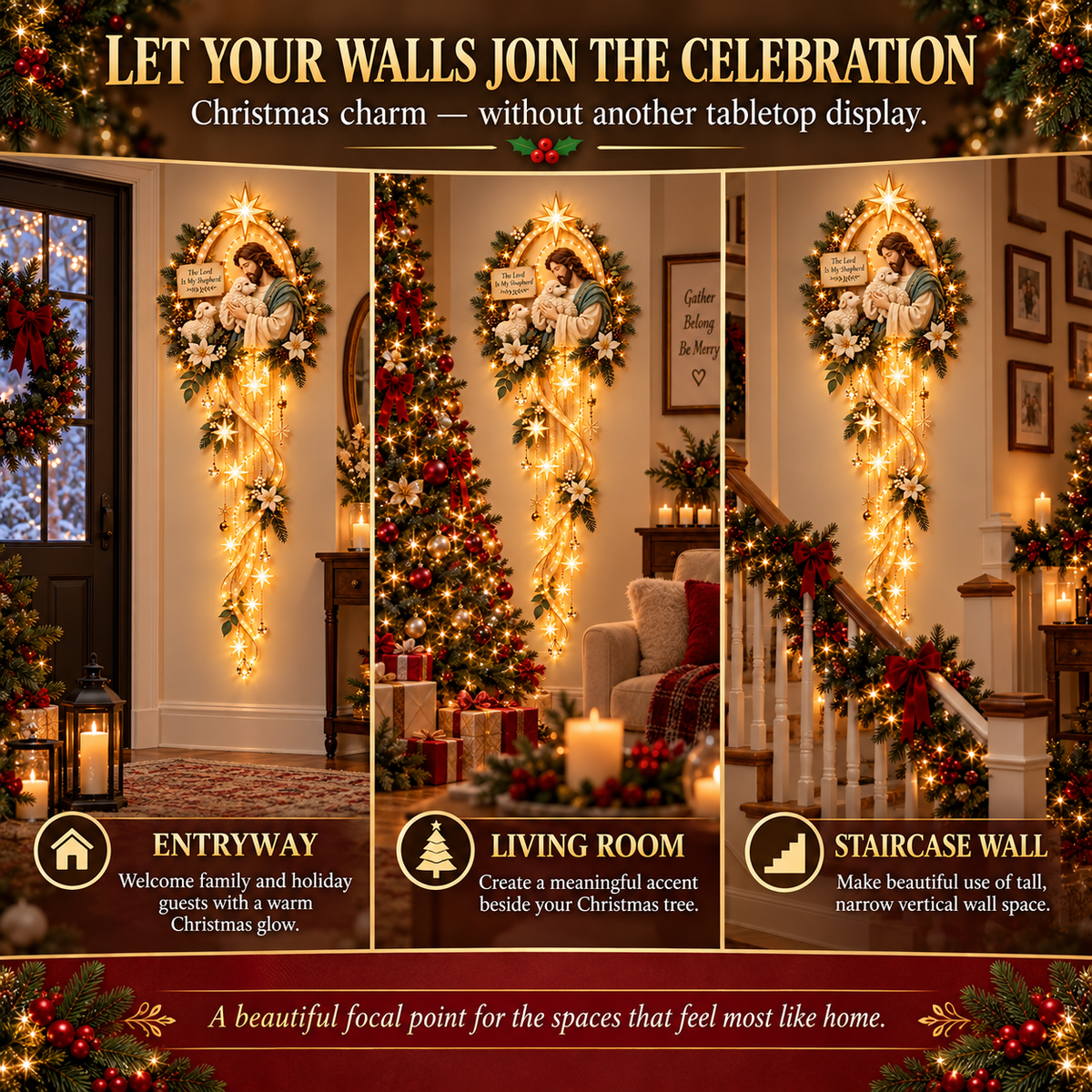 ⏳ Last Day 49% OFF – ✝️ Nativity Starfall Wall Light | Warm Golden Bethlehem Glow for Christmas Walls & Faith-Filled Homes ⭐