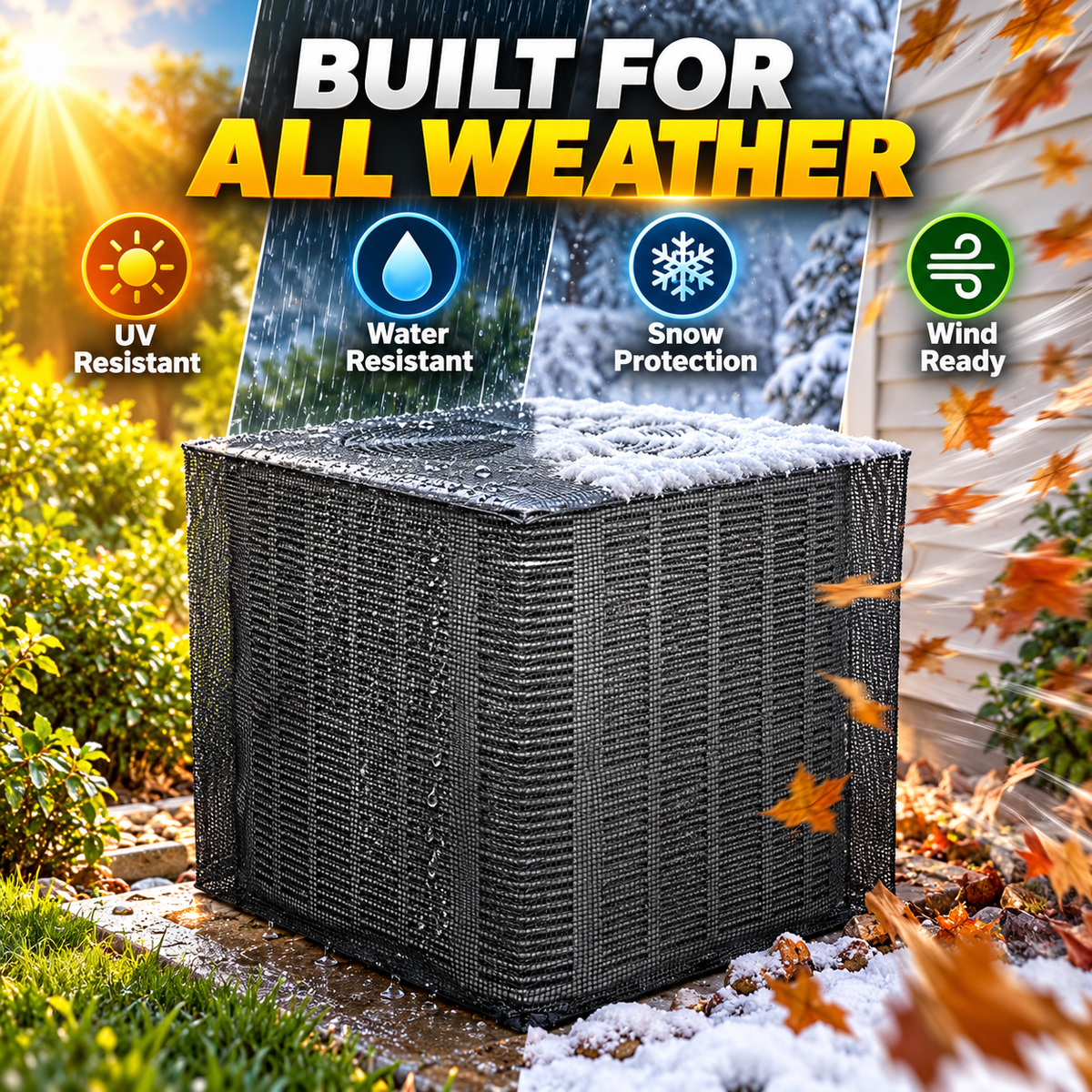 Full Mesh Outdoor AC Unit Cover – Breathable Leaf & Debris Protector for Condenser Units