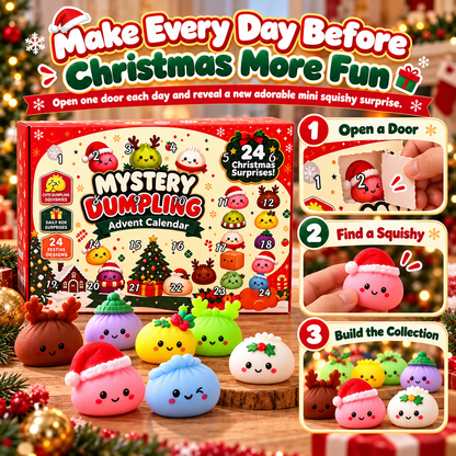 24-Day Christmas Mini Squishies Advent Calendar – Mystery Dumpling Squeeze Toys Holiday Countdown Gift