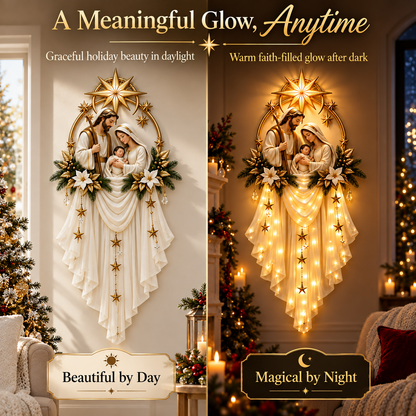 Holy Family Bethlehem Star Wall Light – Lighted Nativity Christmas Wall Decor