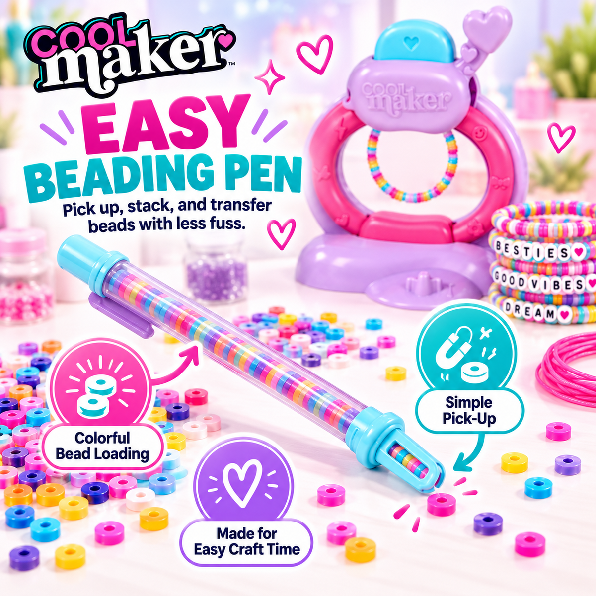 Cool Maker Stack’d Heishi Bracelet Studio – 1230-Bead Friendship Bracelet Maker Kit