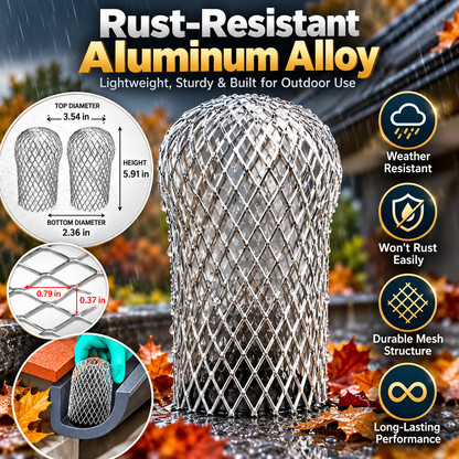 2-Pack Aluminum Gutter Downspout Guards – Adjustable Leaf & Debris Strainer for Rain Gutters