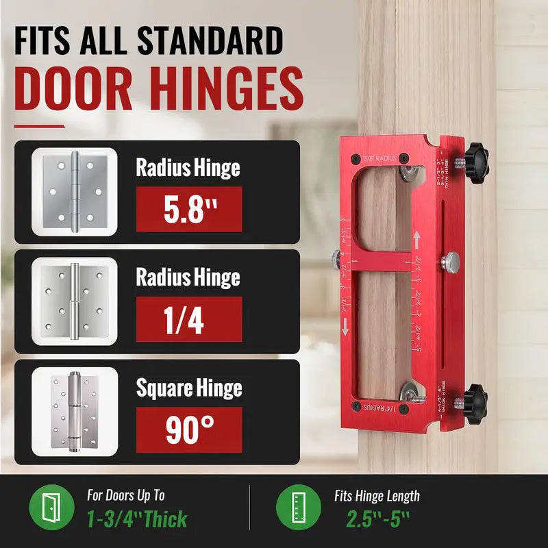 🔧 Adjustable Aluminum Door Hinge Jig Kit – Precision Mortising Template for 2.5'–5' Hinges