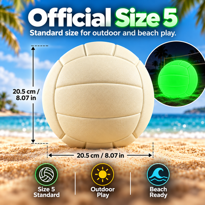 Glow-in-the-Dark Volleyball – Size 5 Light-Charged Night Volleyball for Beach, Backyard & Outdoor Play