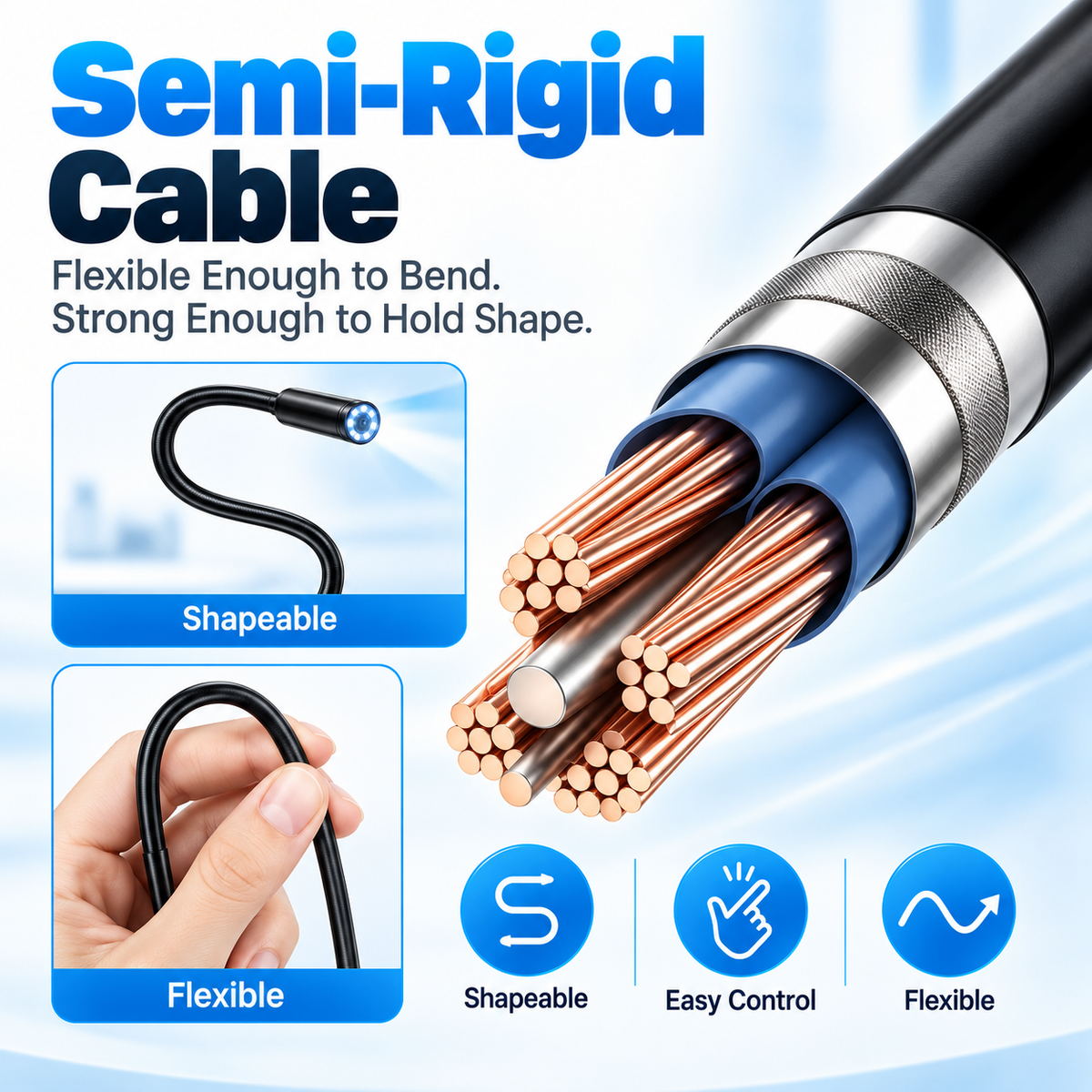 1920×1440 HD Endoscope Camera – 11.48FT Semi-Rigid Borescope with 8 LED Lights for iPhone & Android