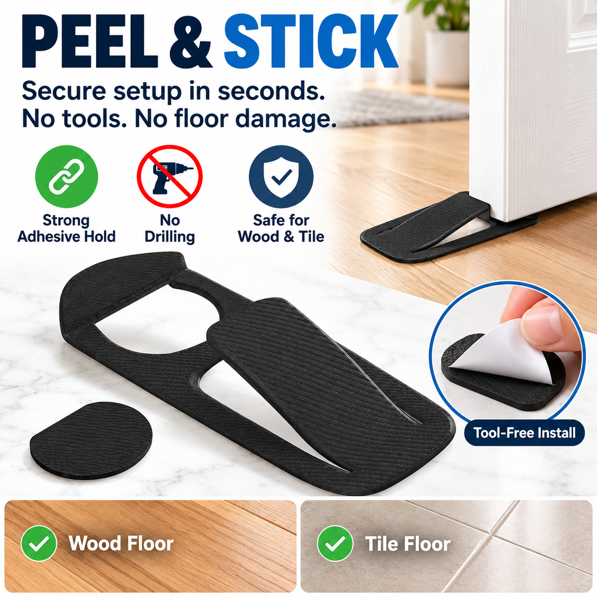🔥Last Day 50% OFF – 🚪 No-Punch Heavy Duty Door Stopper & Wall Protector 🛡️