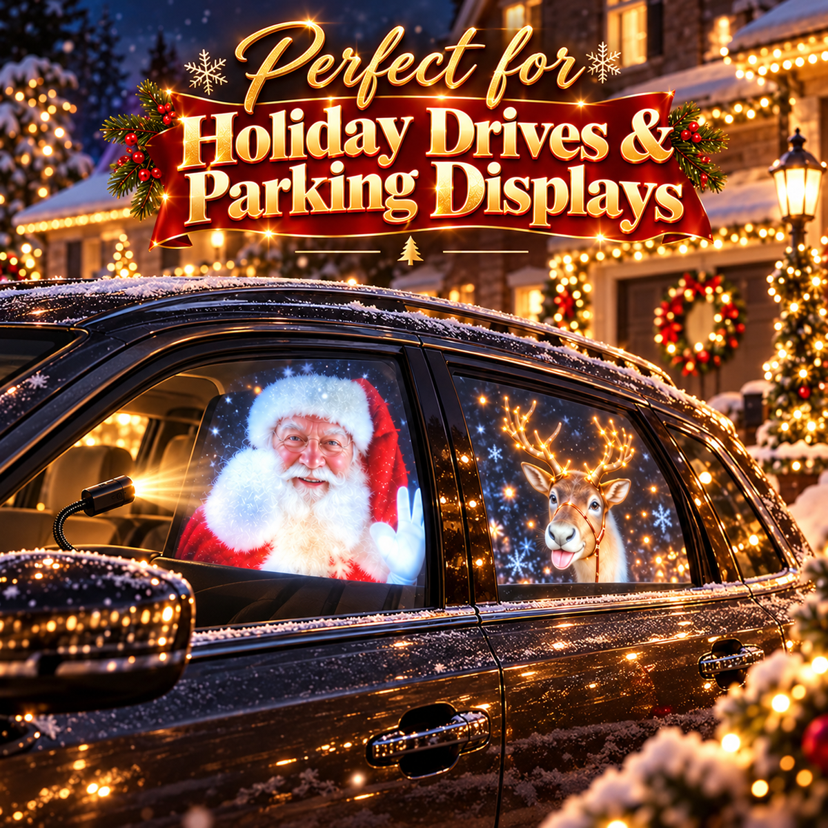 20-Pattern Christmas Car Window Projector – USB Powered Holiday Light with 360° Flexible Neck