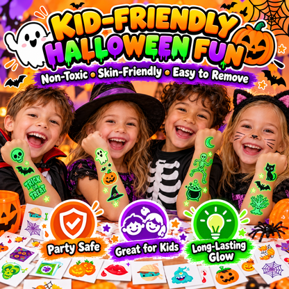 Glow-in-the-Dark Halloween Temporary Tattoos for Kids