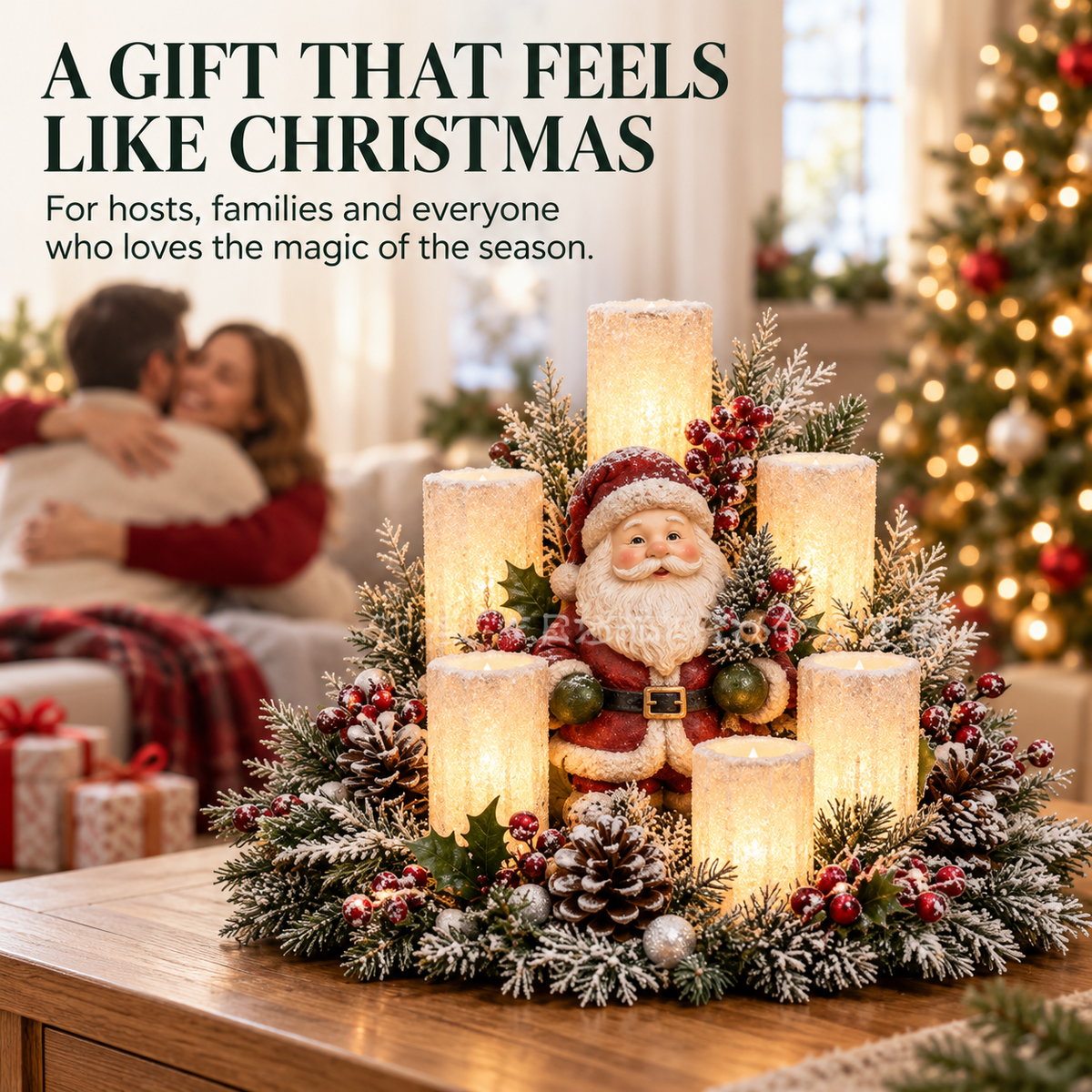 ✨✨LED Santa Christmas Table Centerpiece with Flameless Candle Lights