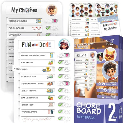 ✨Magnetic Kids Daily Routine Chore Chart, Visual Task Board with Stickers & Icons, Autism & ADHD Kids Routine Tool