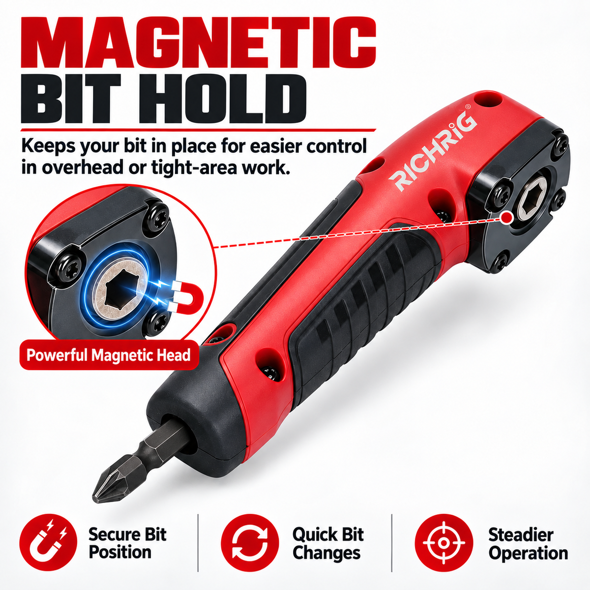 90° Right Angle Drill Adapter – Magnetic 1/4" Hex Attachment for Tight Spaces