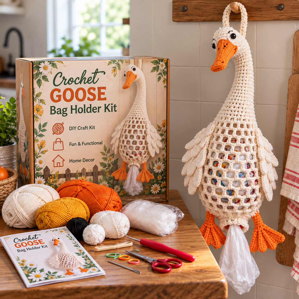 🧵 Crochet Animal Bag Holder DIY Kit – Cute & Functional Hanging Storage Craft Kit 🧶
