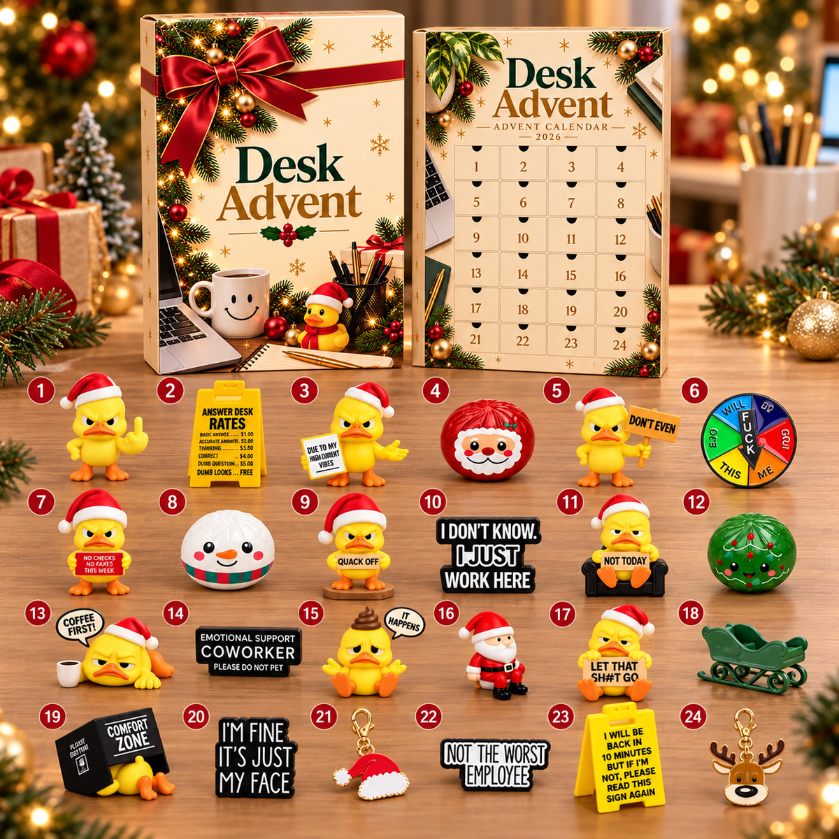 The Desk Advent Calendar 2026 – 24 Days of Funny Office Surprises, Mini Ducks & Desk Gifts