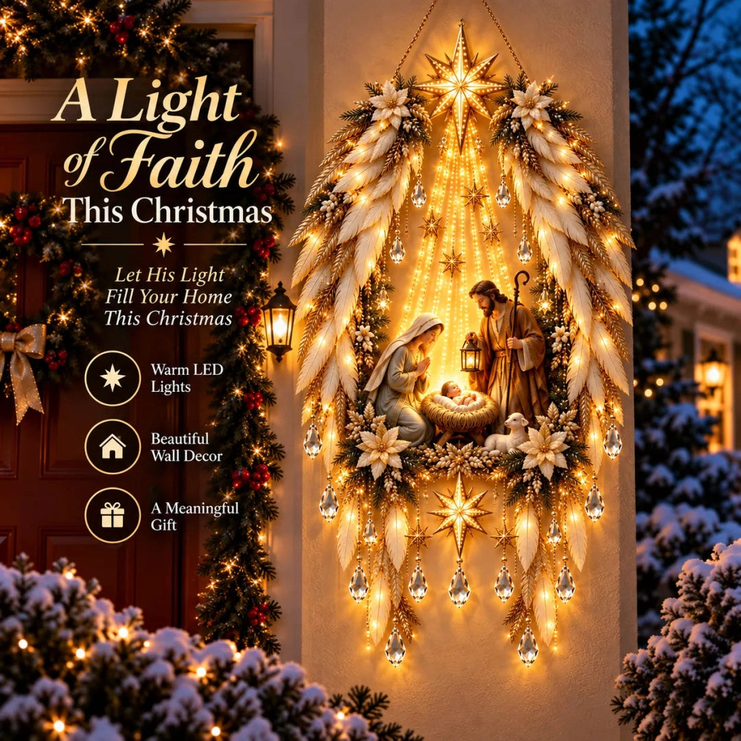 ✨Hot sales✝️ 3D Heavenly Angel Wings Nativity Light✨ – Lighted Christmas Wall Decor ✈️