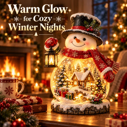 Christmas Village Snowman Glow – Lighted Holiday Tabletop Decor with Mini Winter Village Scene