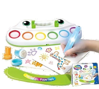 HAPPINESS WRAPPED IN CUTENESS Magic Water Coloring Drawing Set with Light-Up Brush | Reusable Paint Pad Art Kit for Kids | Creative Learning & DIY Painting Toy