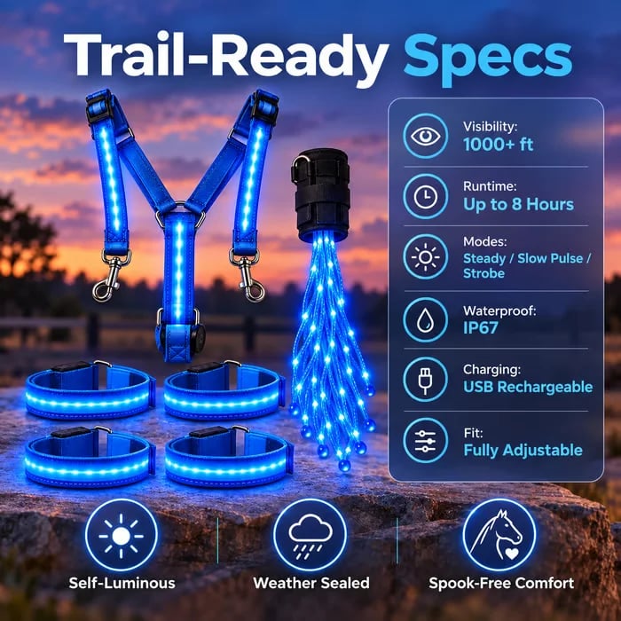 🔥HOT SALE 49% OFF - 🌟 LED Equestrian Glow Safety Kit | Ride Safely Beyond Sunset 🐎