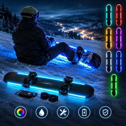 🏂LED Snowboard Edge Light Kit – 7 Colors, Remote Control & Rechargeable Night-Riding Lights✨