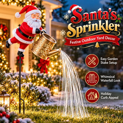 🎅 Santa Solar Watering Can Christmas Garden Light ✨ | Cascading Waterfall Outdoor Yard Decor 🎄