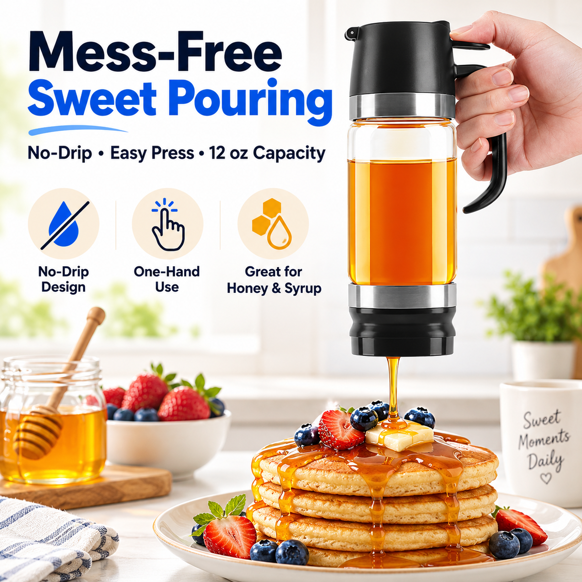 Hot sales🔥12 oz No-Drip Honey & Syrup Dispenser with Base