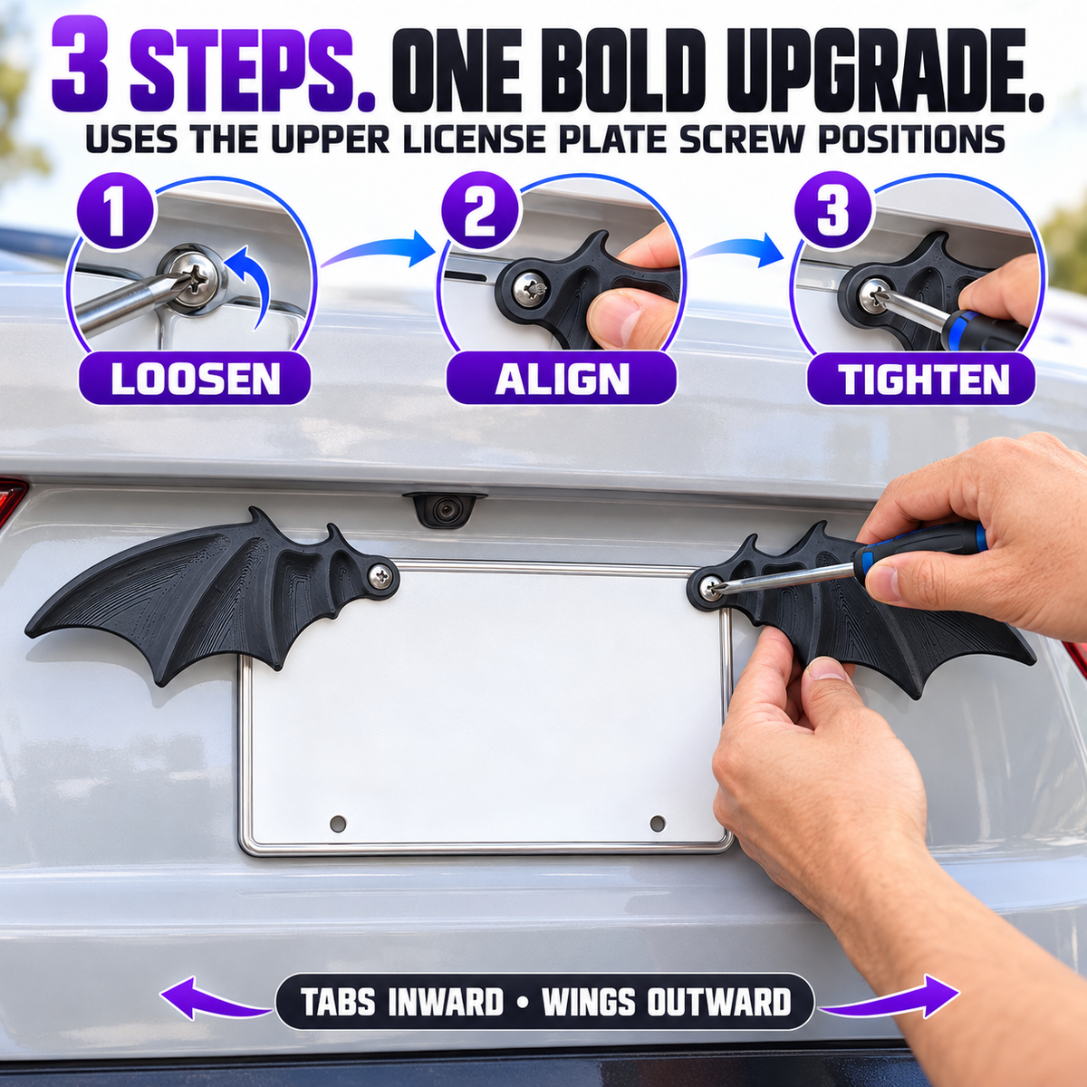 🦇 Bat Wing License Plate Decoration – Give Your Car a Bold Custom Look