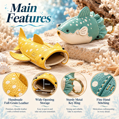 🔥Last Day 50% OFF-Premium Leather Whale Shark Coin Purse | Hand-Stitched Ocean Key Holder