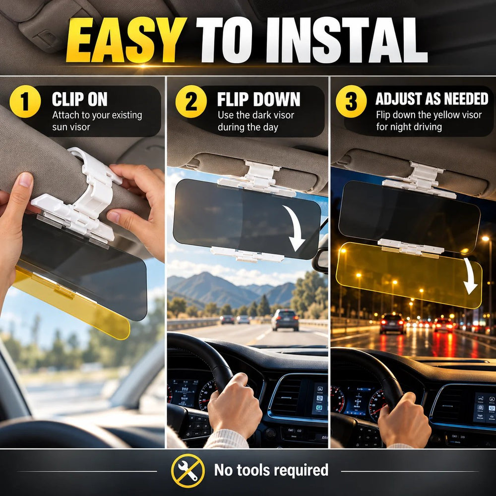 Three step car visor installation process