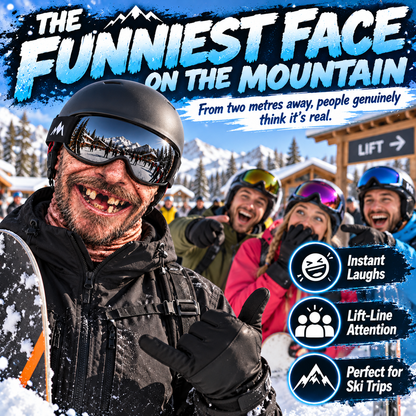 Realistic Old Man Ski Mask – Fleece-Lined Full-Face Balaclava for Skiing & Snowboarding